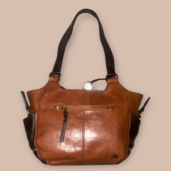 The Sak Kendra Satchel Brown Teak Multi Leather Shoulder Bag Pockets Boho Hobo - Picture 4 of 8